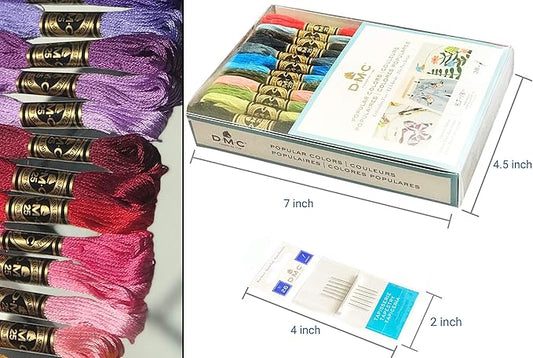 DMC Embroidery Floss Pack – 36 Assorted Colors with Needles
