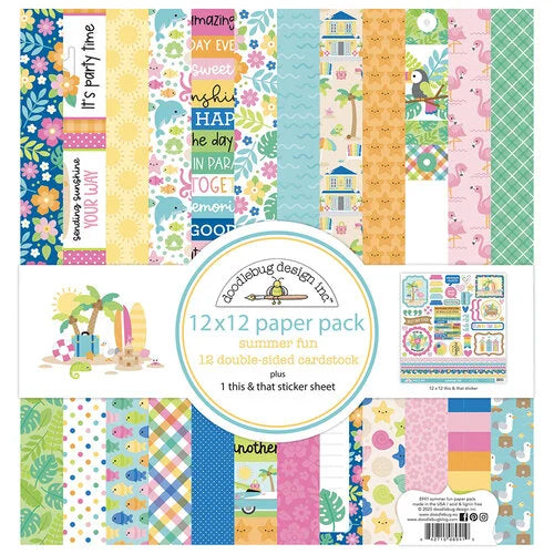 Doodlebug Design Summer Fun Collection – 12" x 12" Paper Pack