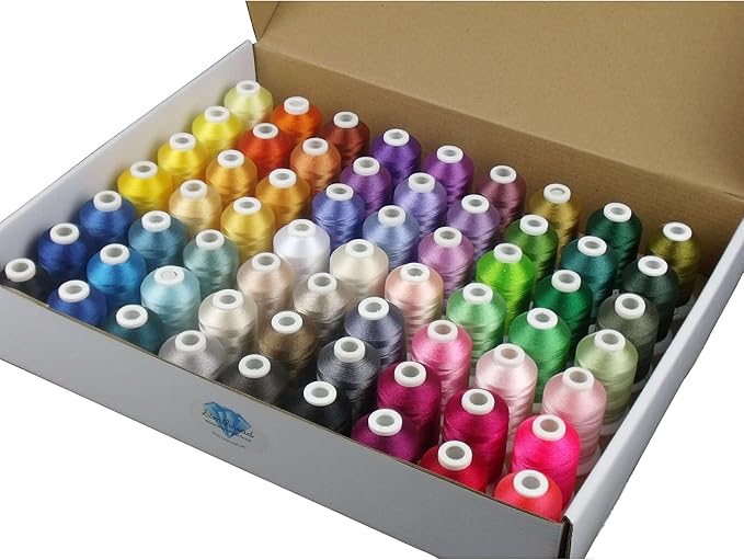 Simthread Embroidery Thread Kit – 63 Colors Polyester (40wt, 550Y)