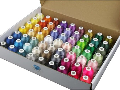 Simthread Embroidery Thread Kit – 63 Colors Polyester (40wt, 550Y)