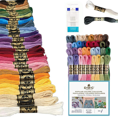DMC Embroidery Floss Pack – 36 Assorted Colors with Needles